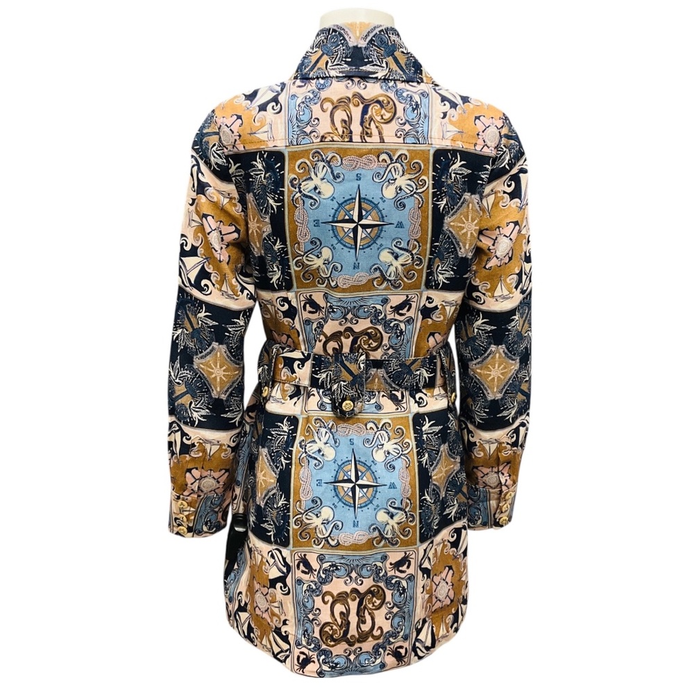 ZIMMERMANN BLUE MULTI NAUTICAL PATCH PRINT ALIGHT LINEN MINI UTILITY DRESS WITH - Picture 3 of 5